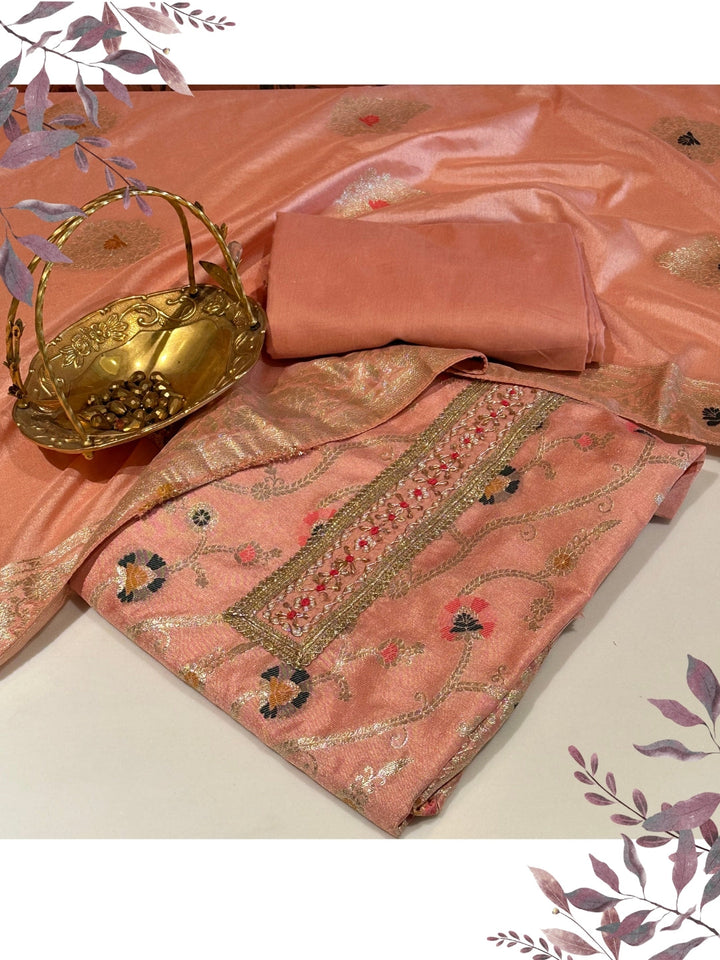 Orange Woven Festive Suit