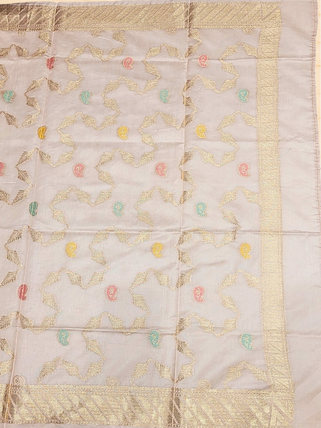 Banarasi Tissue Pastel Dress Material with Zari Weaving  & Jhallar Meenakari Dupatta