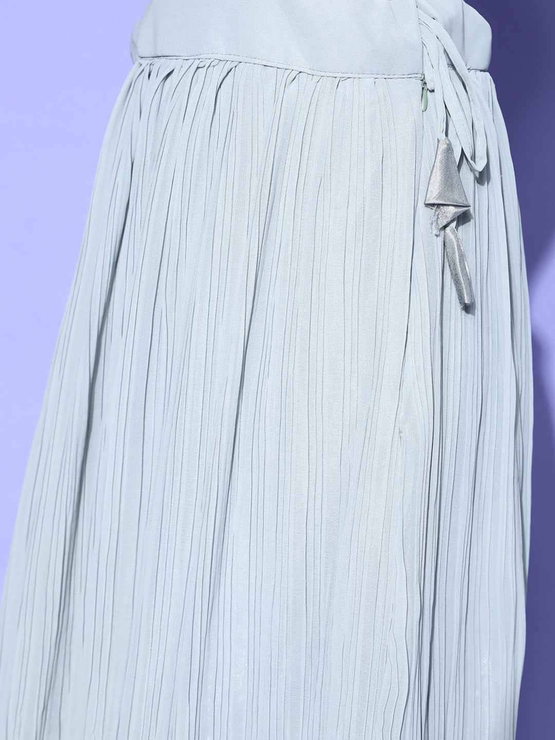 Grey Peplum Kurta, Pleated Lehenga Set & Heavy Net Dupatta