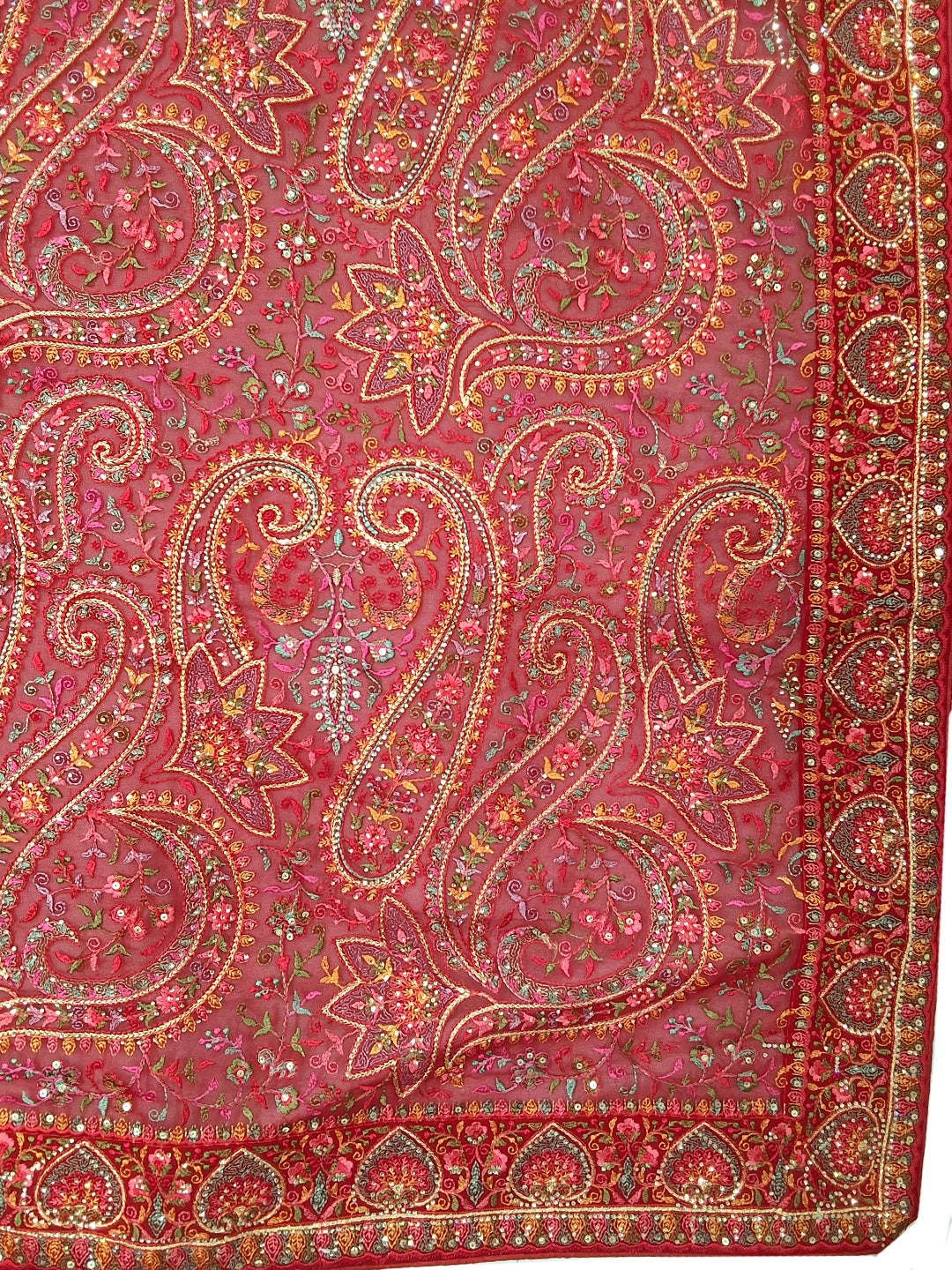 Georgette Saree with Paisley Zari & Sequin Border and Blouse Piece