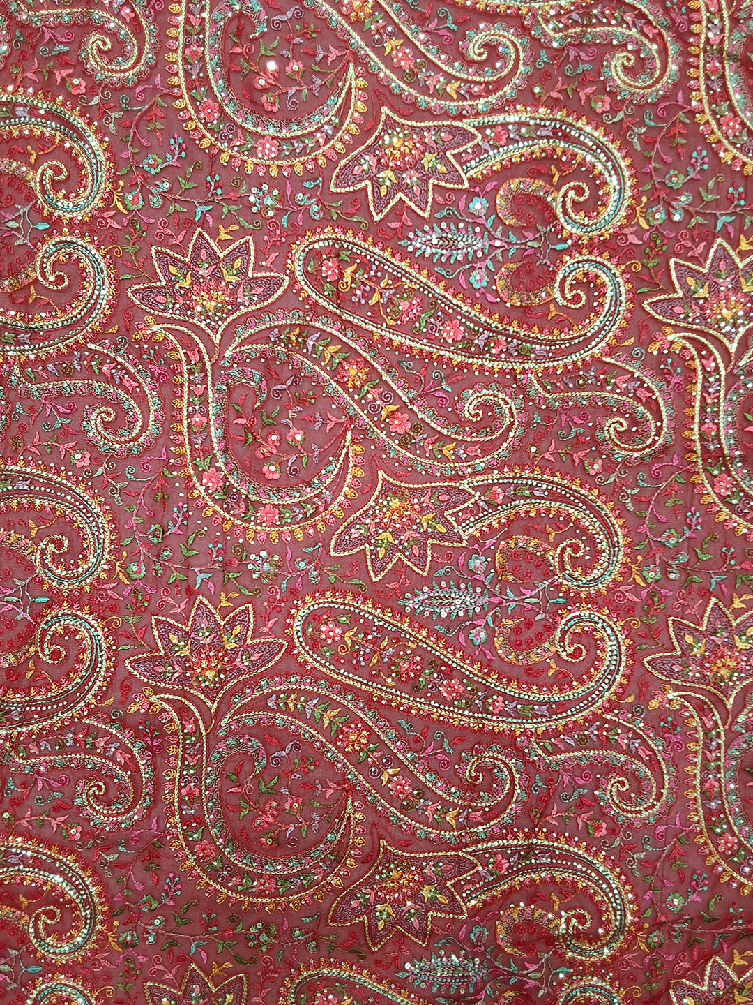 Georgette Saree with Paisley Zari & Sequin Border and Blouse Piece