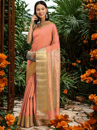 Chhabra 555 Resham Self Woven Traditional Silk Saree with Gold Zari Geometrical Border 