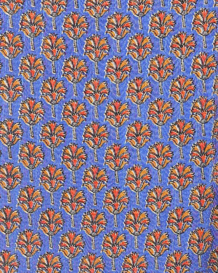 Blue Chanderi Cotton Silk Printed Saree with Maheshwari pattern and Banarasi Border