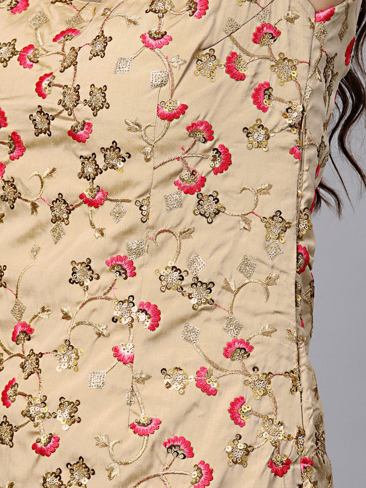 Kurta Sharara Set with Floral Zari Sequin Embroidery