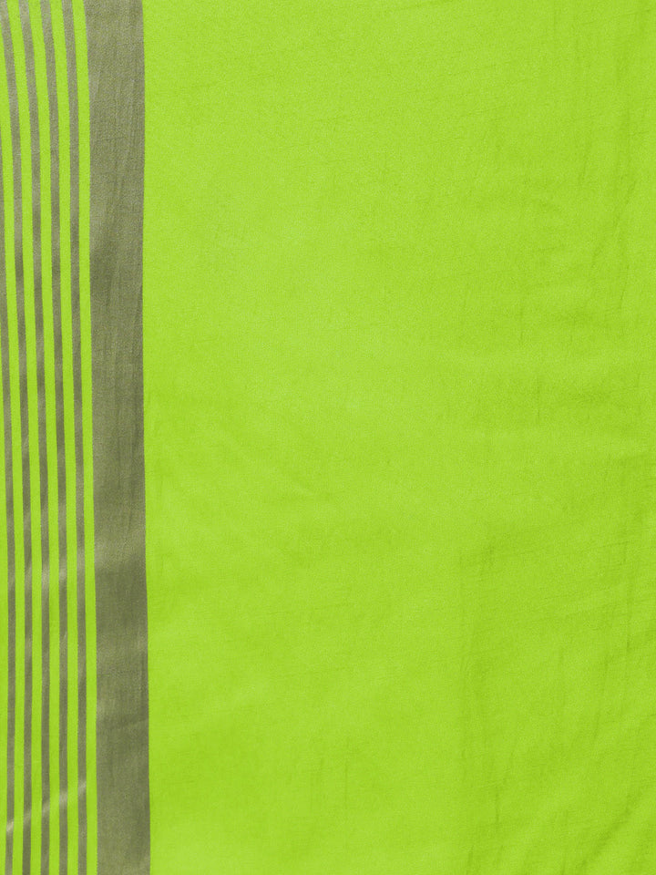 Satin Silk Saree with Zari Woven Stripes and Brocade Blouse