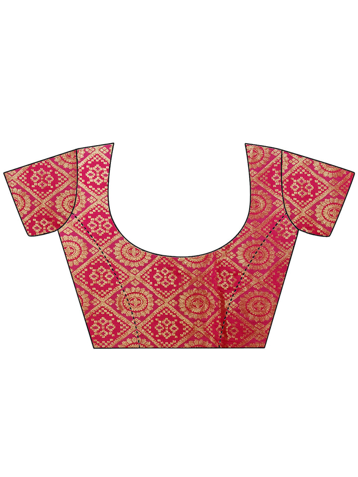 Satin Silk Saree with Zari Woven Stripes and Brocade Blouse