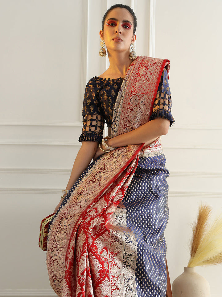 Traditional Banarasi Silk Kanjeewaram saree with Patli Pattern