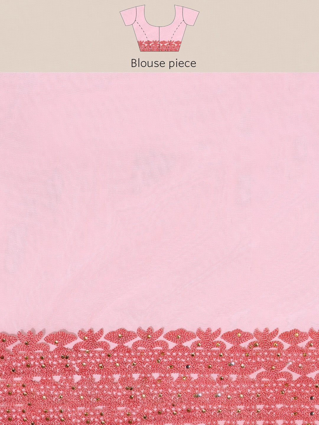 Pastel Pink Multi Color Resham Embroidered Tulle Saree
