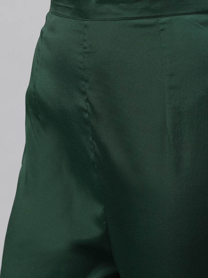 Green Resham Embroidered Crepe Dress Material with Contrast Dupatta