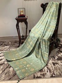 Elegant Sage Green Silk Saree