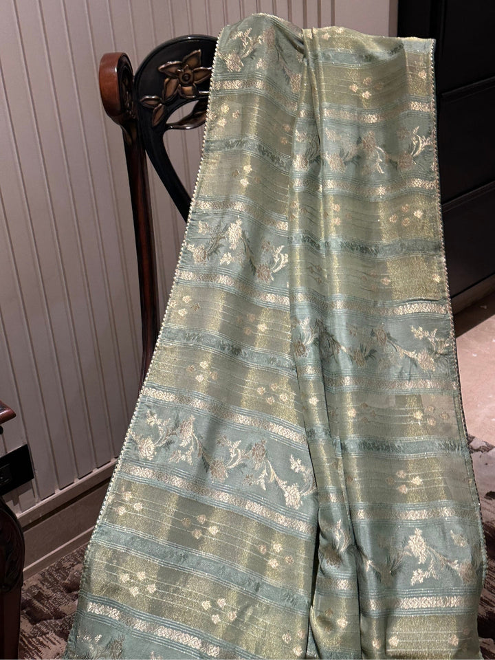 Elegant Sage Green Silk Saree