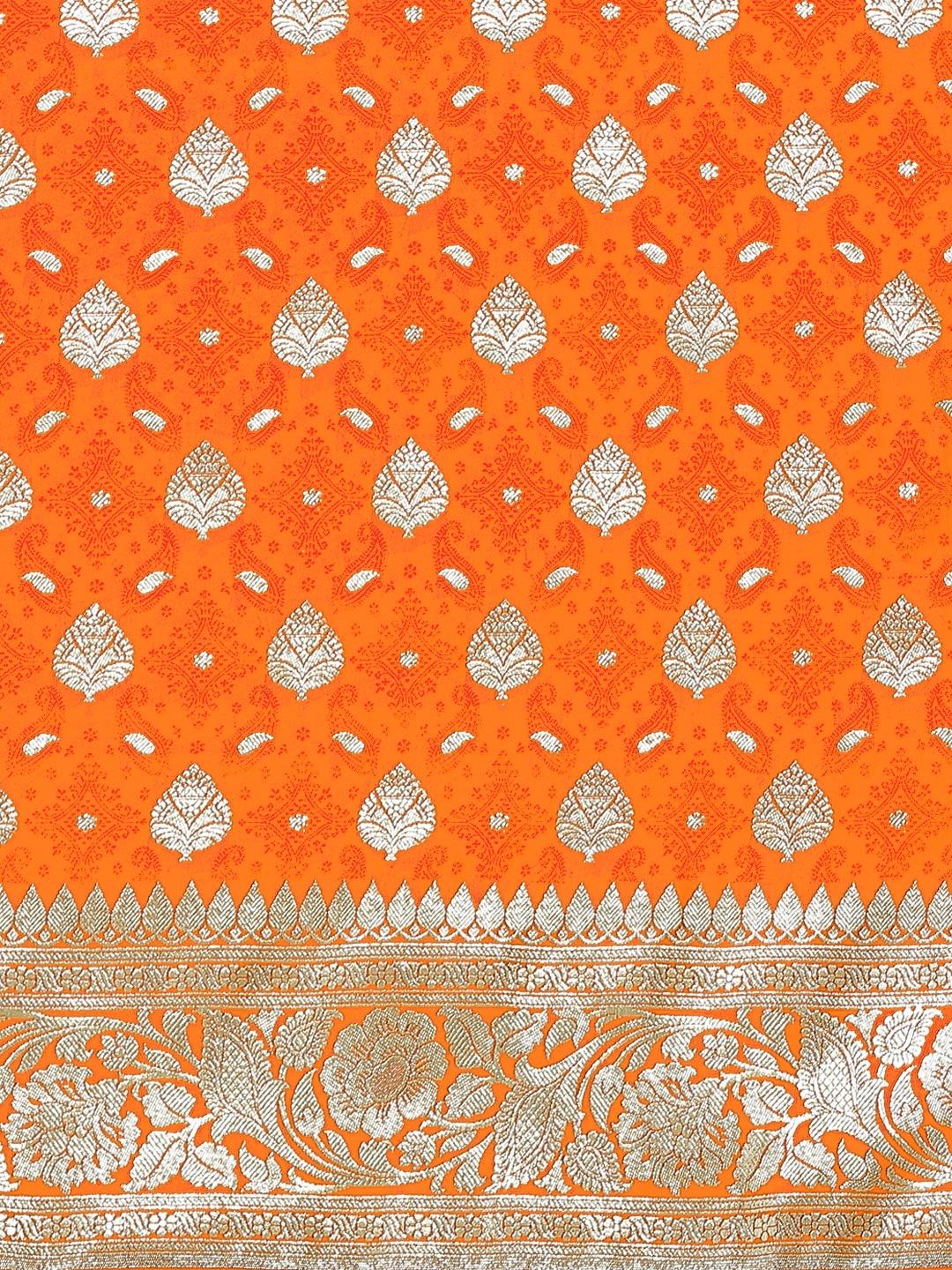 Mustard Kanjeevaram Silk Saree with Resham Meenakari ethnic motifs