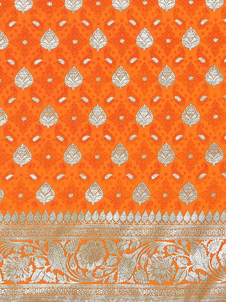 Mustard Kanjeevaram Silk Saree with Resham Meenakari ethnic motifs