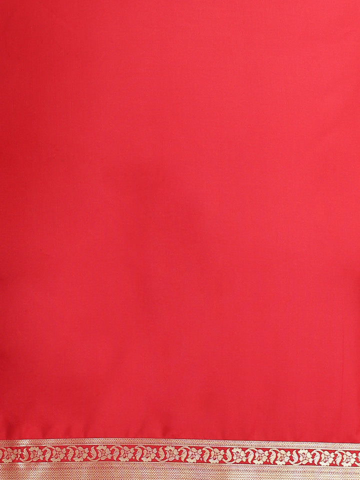 Red Banarasi Handloom Bridal Gold Zari Woven Saree in Gharchola Geometrical Pattern