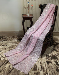 Charming Pink Organza Saree with Intricate Lace Work
