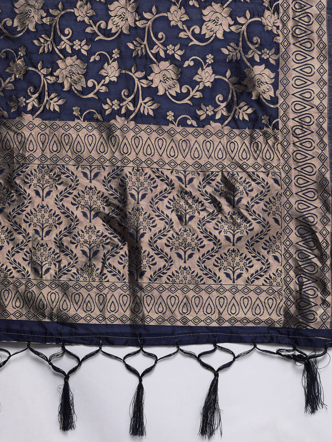Navy Blue Silk Lehenga Choli with Zari & Resham Weaving