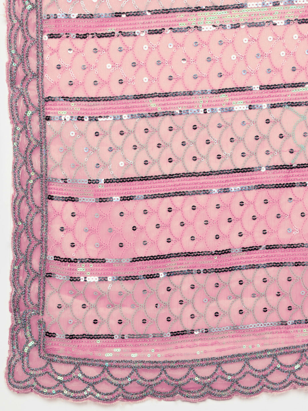 Ombre Resham Embroidered saree with Allover Sequinned Stripes