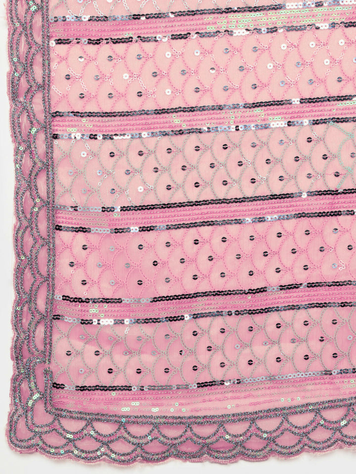 Ombre Resham Embroidered saree with Allover Sequinned Stripes