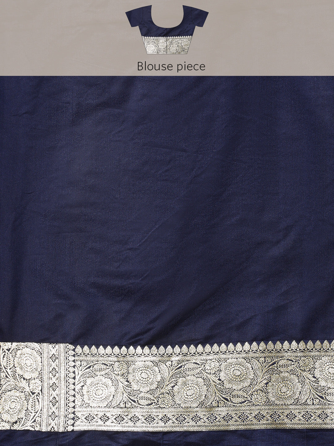 Navy Blue Handloom Kanjeevaram Silk Saree with intricate Zari Motifs