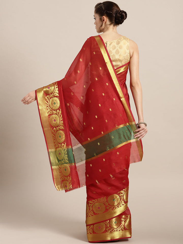 Banarasi Handloom Silk Saree Woven with Resham and Zari Weaving