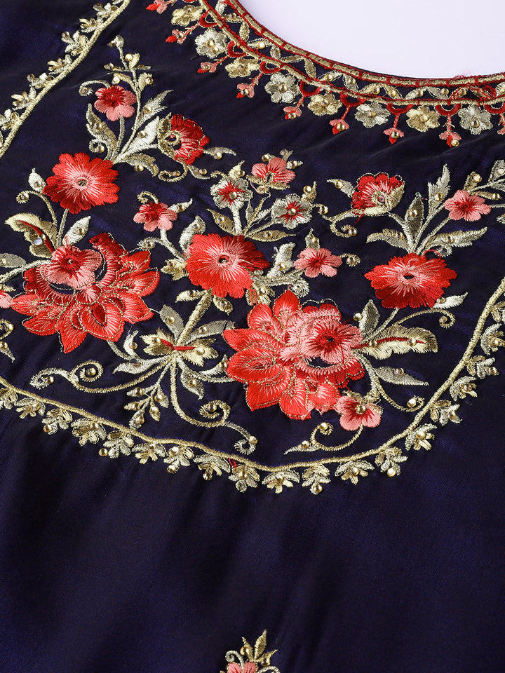 Embellished Kurta Sharara Set with Zari and Resham