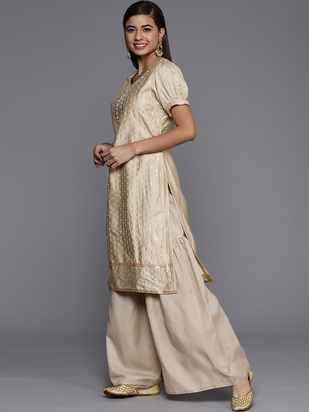Unstitched Cotton Resham & Sequence Embroidered Suit Set With Dupatta