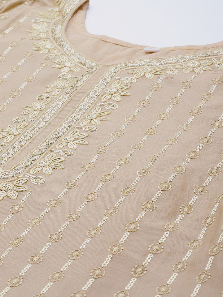 Unstitched Cotton Resham & Sequence Embroidered Suit Set With Dupatta