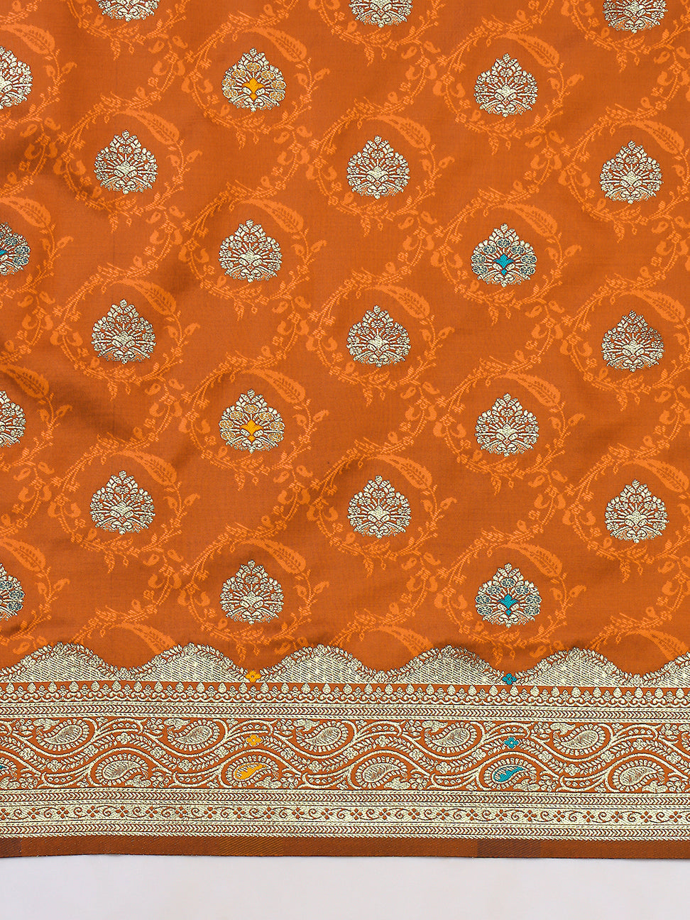 Handloom Banarasi Brocade Silk saree with Intricate Meenakari Weaving & Paisley Border