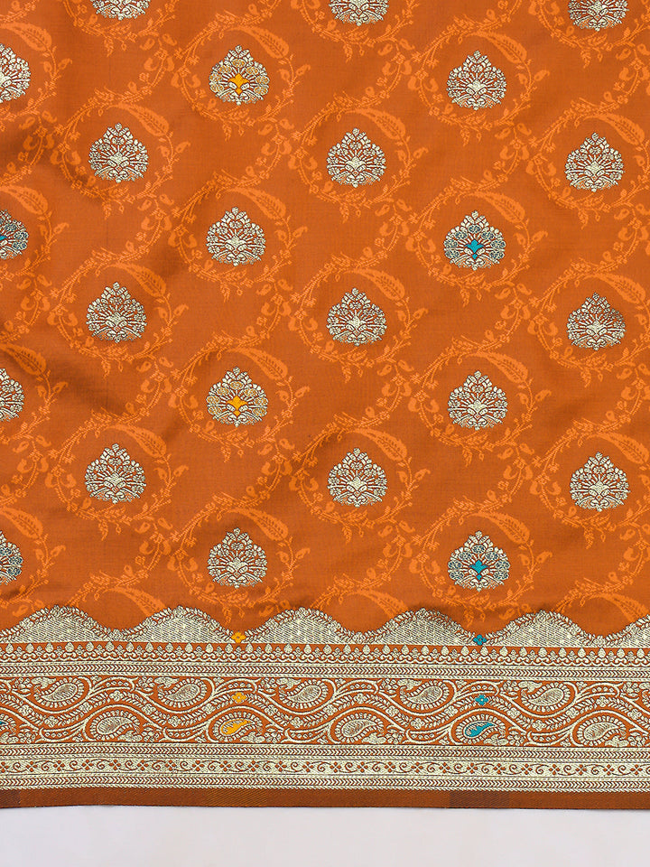 Handloom Banarasi Brocade Silk saree with Intricate Meenakari Weaving & Paisley Border