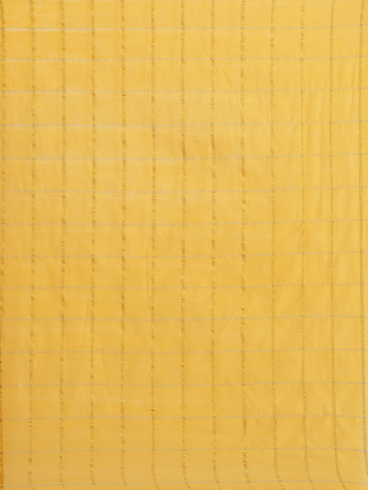 Mustard Gharchola Saree With Embellished Kundan Work Border & Red Embroidered Blouse