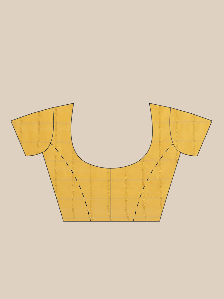 Mustard Gharchola Saree With Embellished Kundan Work Border & Red Embroidered Blouse