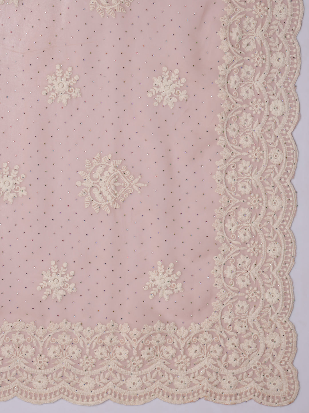 Pastel Resham Thread Embroidered & Crystal Embellished Saree