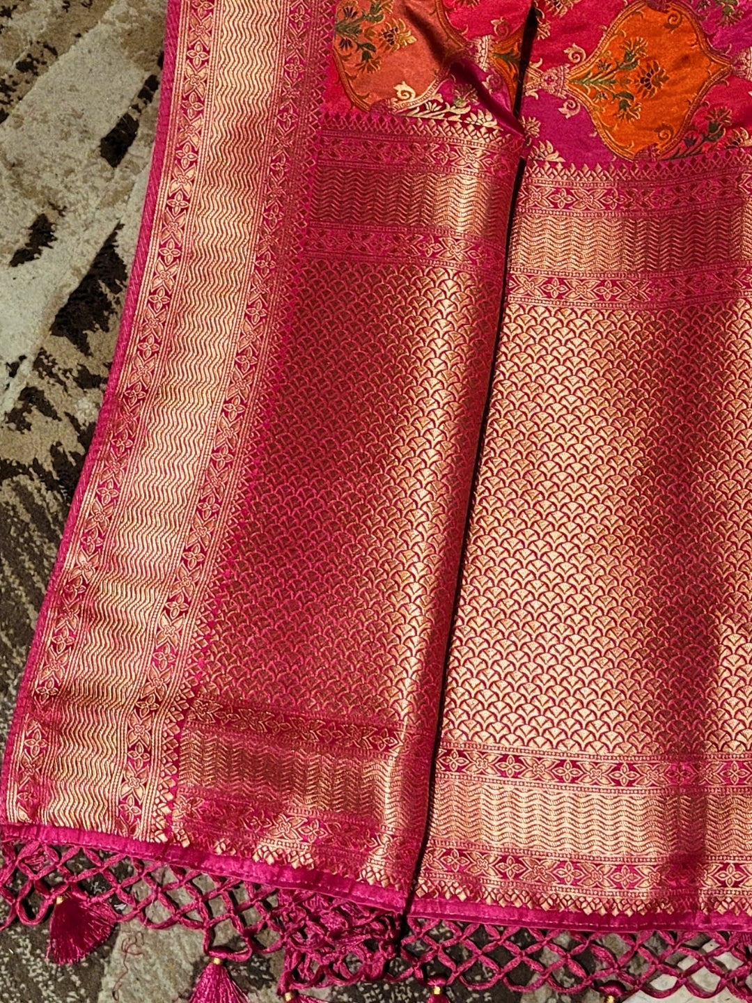 Radiant Rose Banarasi Saree with Brocade Work