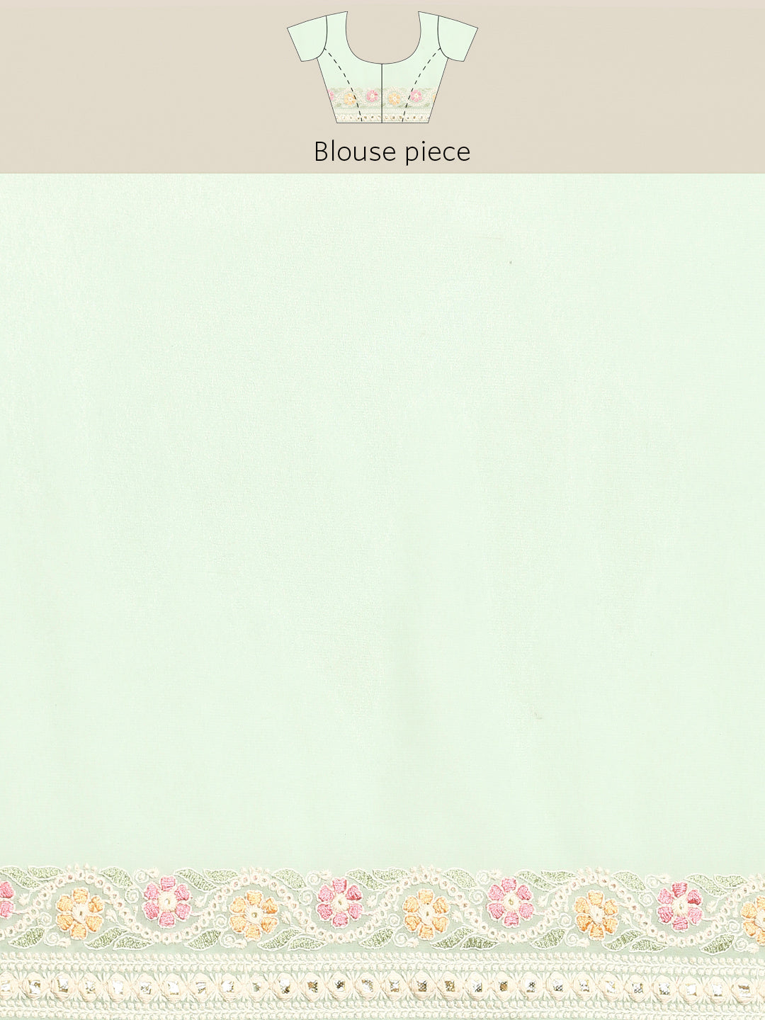 Pastel Green Georgette White Thread Floral Embroidered Ethnic Saree
