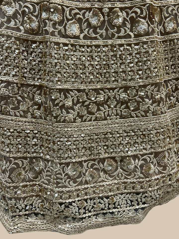 Heavy Resham Embroidered & Sequin Bling Net Lehenga with Waist Belt Cut-out Blouse