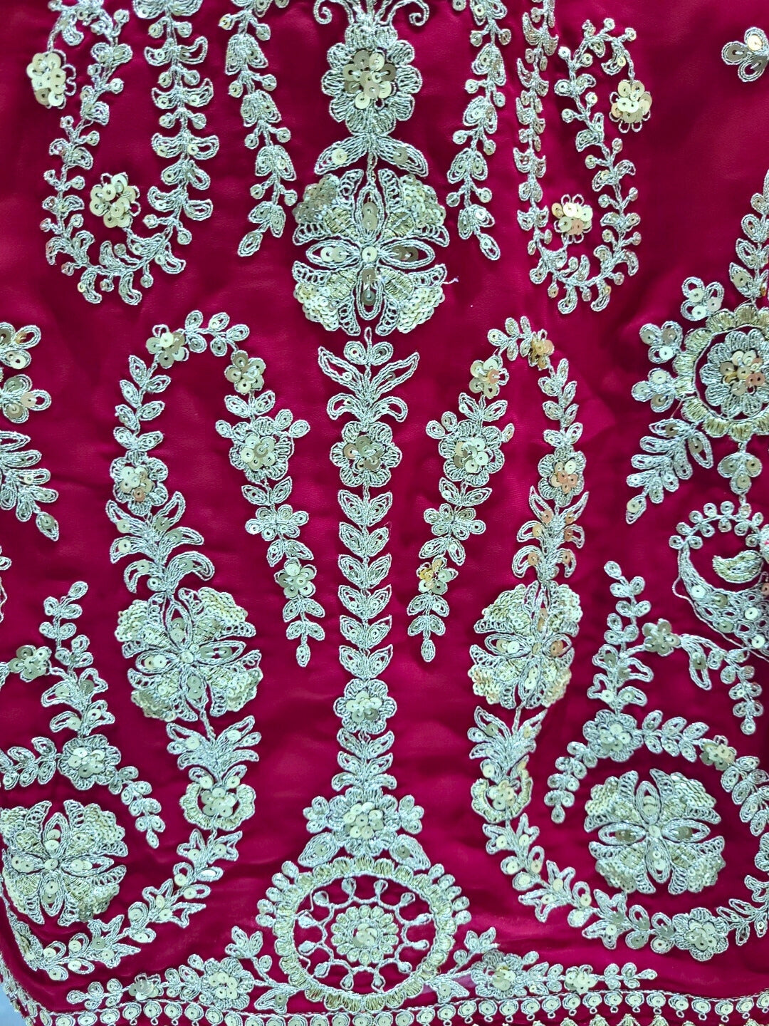 Mughal Inspired Straight Kurta Pant Set with Heavy Golden Zari & Sequin Embroidery