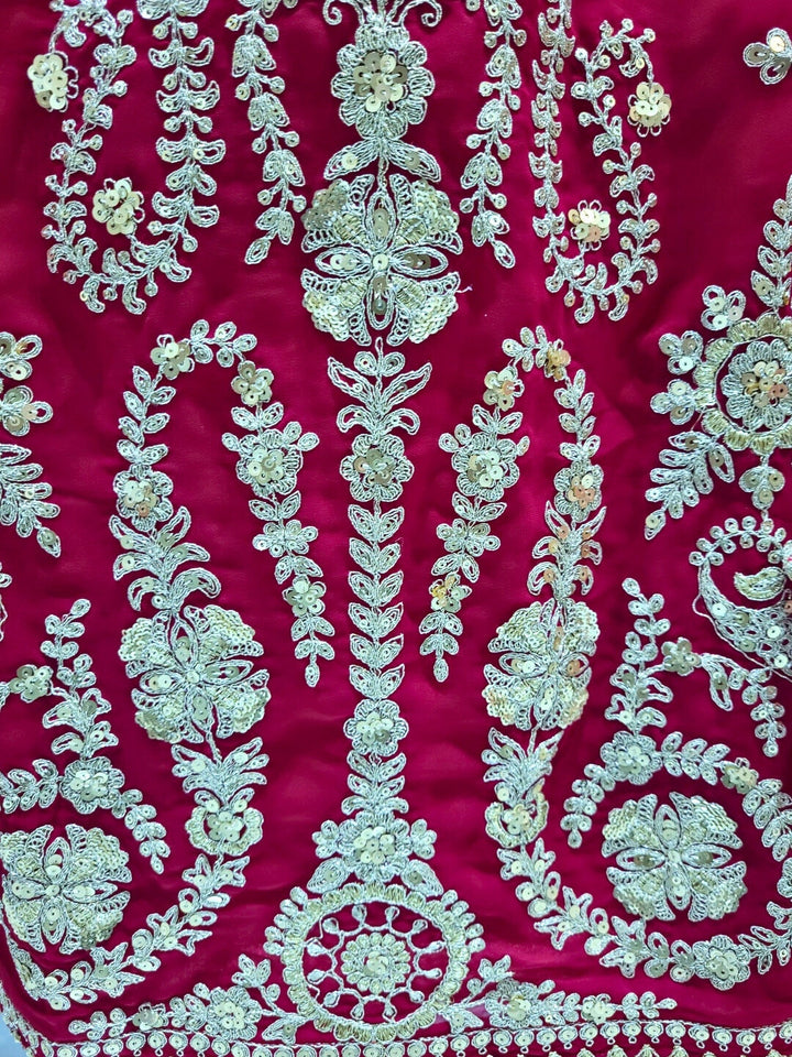 Mughal Inspired Straight Kurta Pant Set with Heavy Golden Zari & Sequin Embroidery