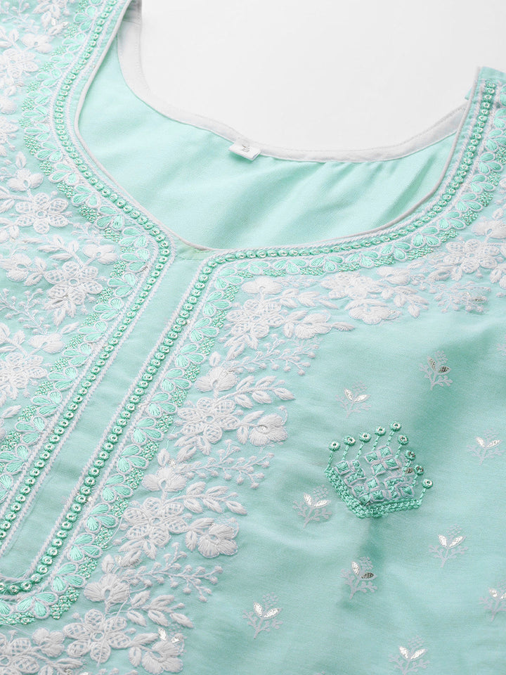 Chikankari Schiffli Embroidery Sharara Suit Dupatta Set
