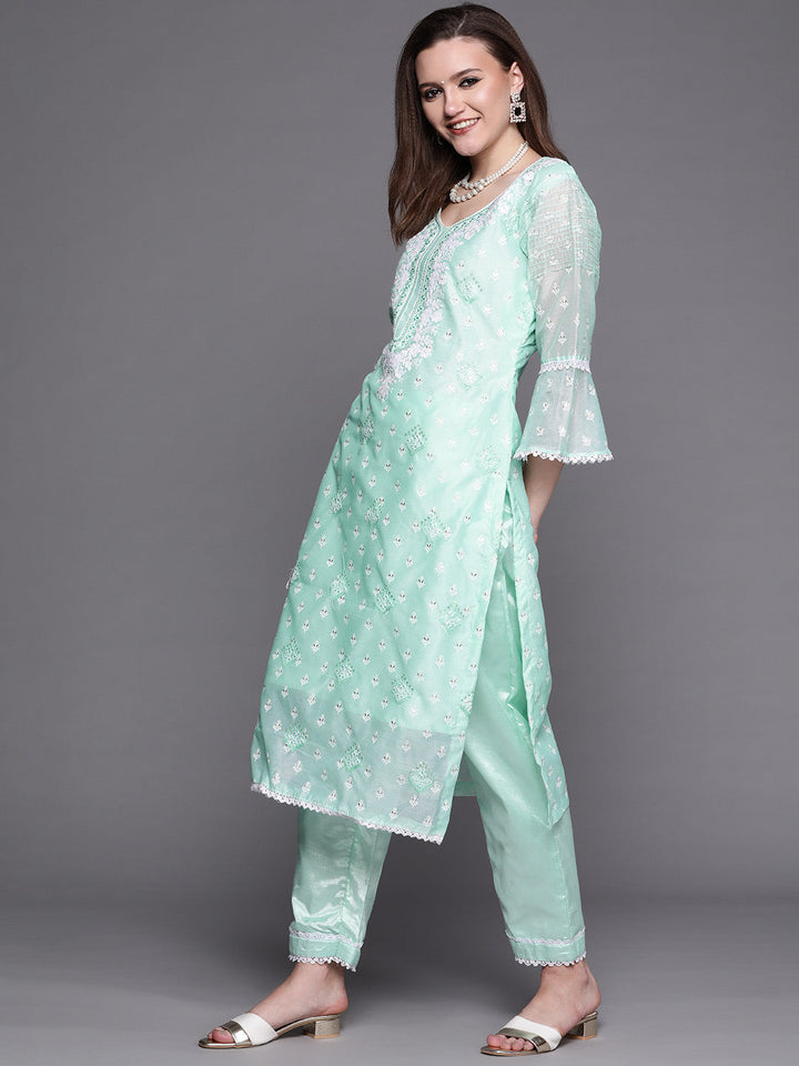 Chikankari Schiffli Embroidery Sharara Suit Dupatta Set