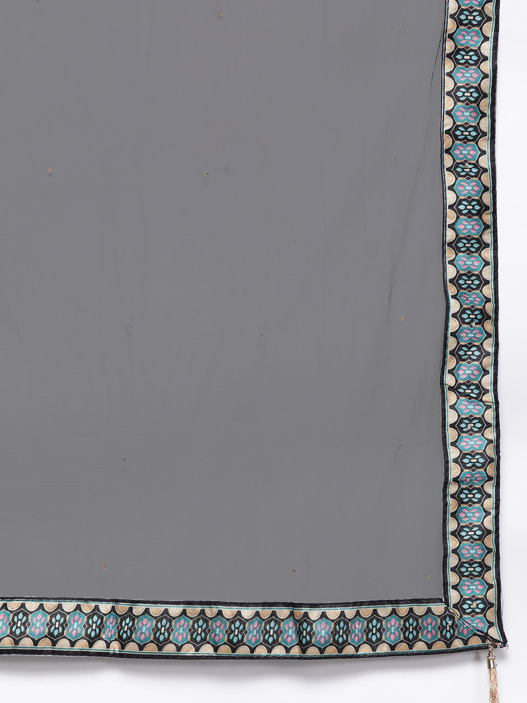 Black Crop Top Lehenga Set with Mirror & Digital Print