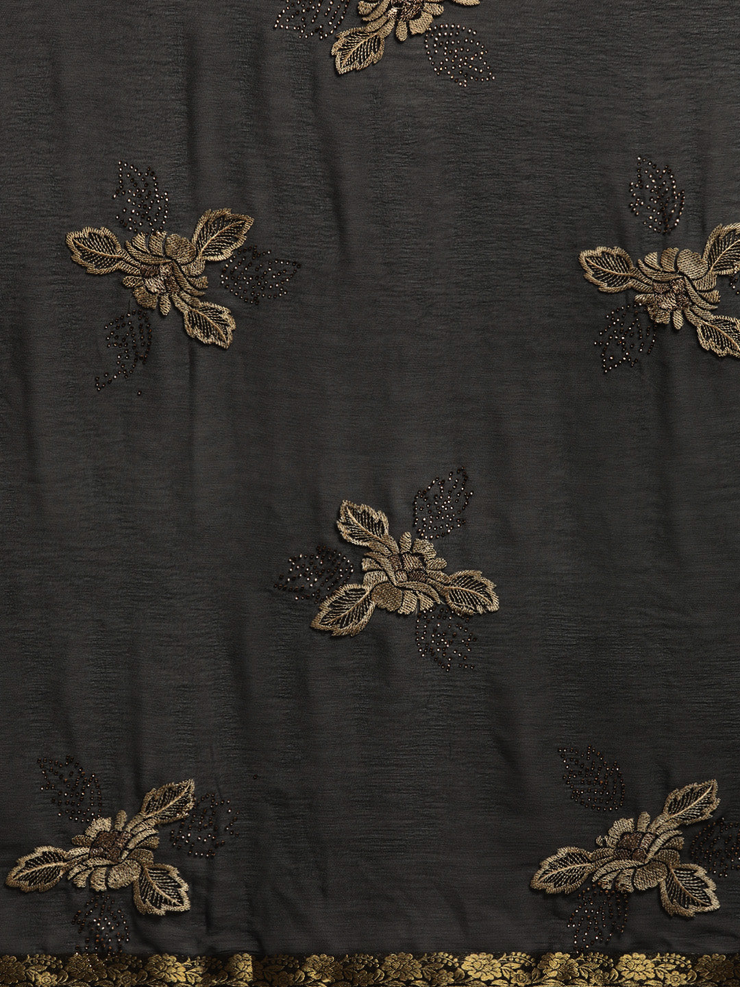 Chiffon Resham Embroidered Saree with Zari Border
