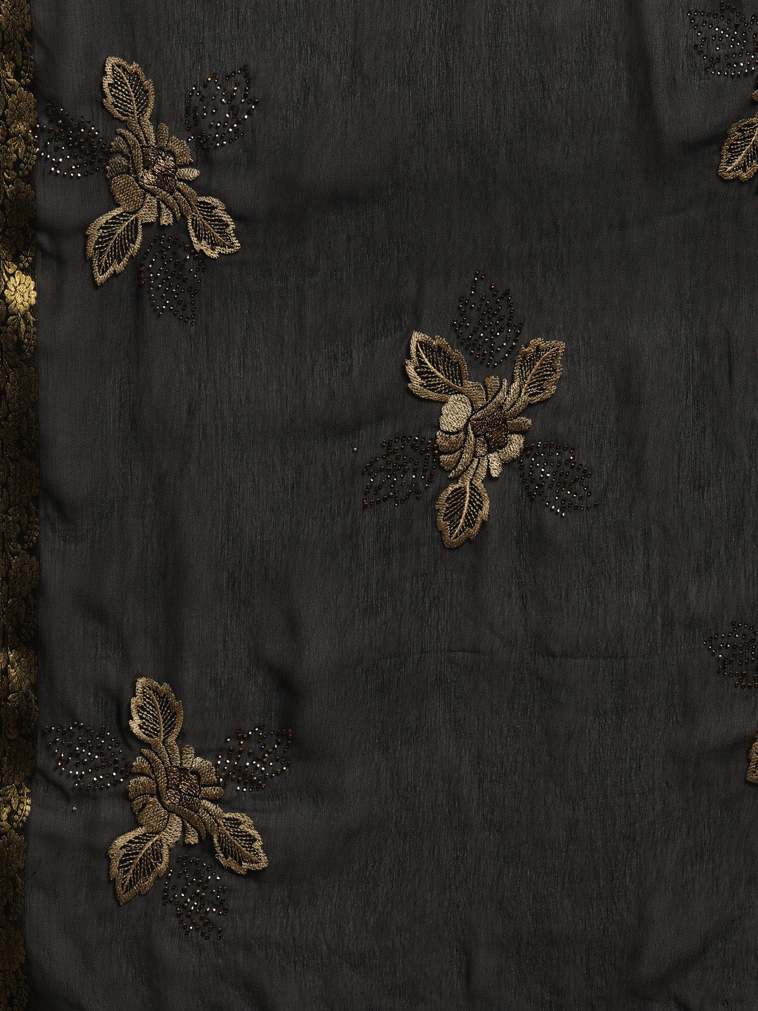 Chiffon Resham Embroidered Saree with Zari Border