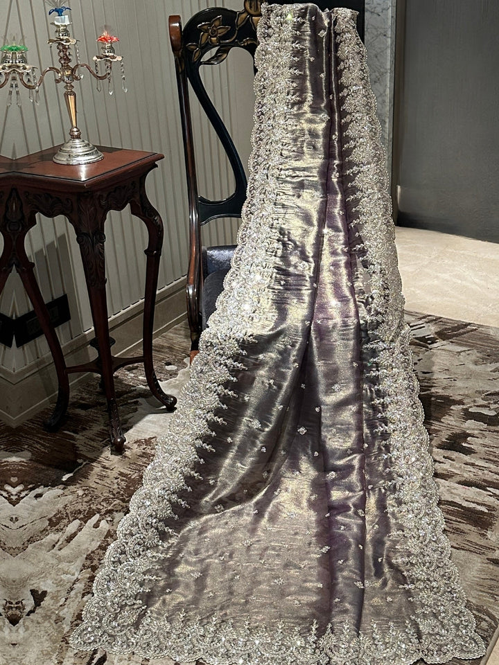 Elegant Grey Organza Saree