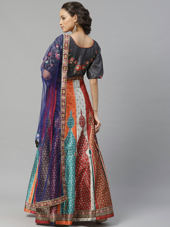 Made to Measure Bohemian Digital Printed Cocktail Embellished Gown with Net Dupatta