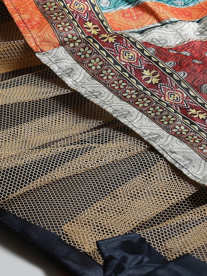 Made to Measure Bohemian Digital Printed Cocktail Embellished Gown with Net Dupatta