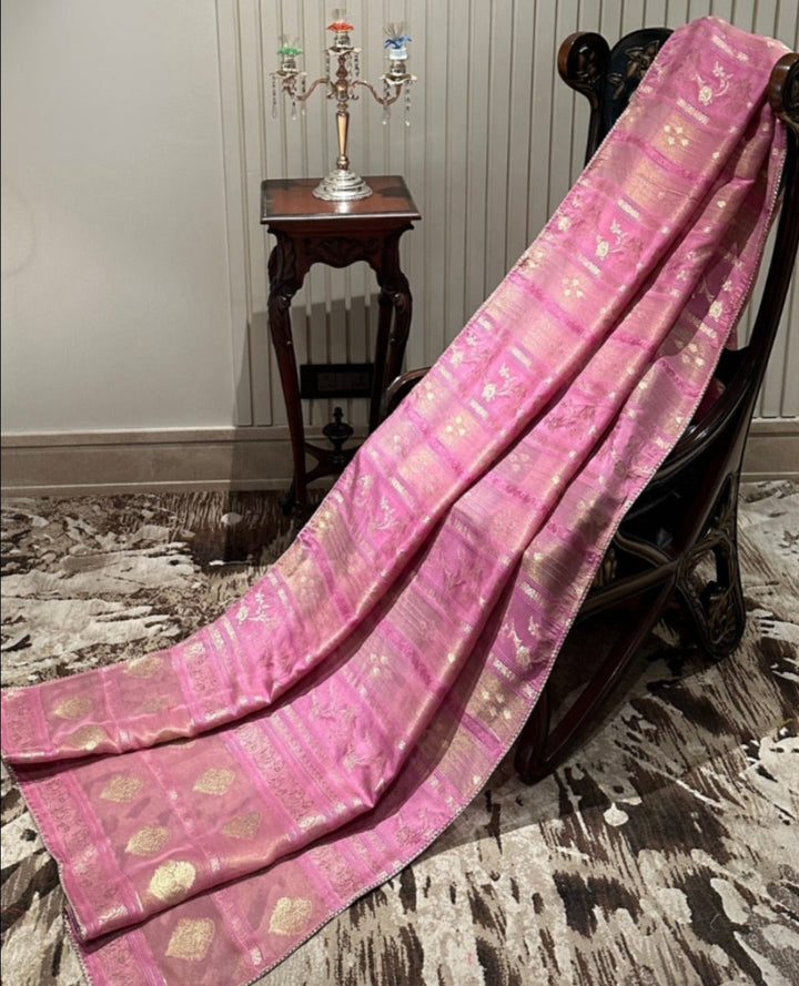 Graceful Pink Silk Saree