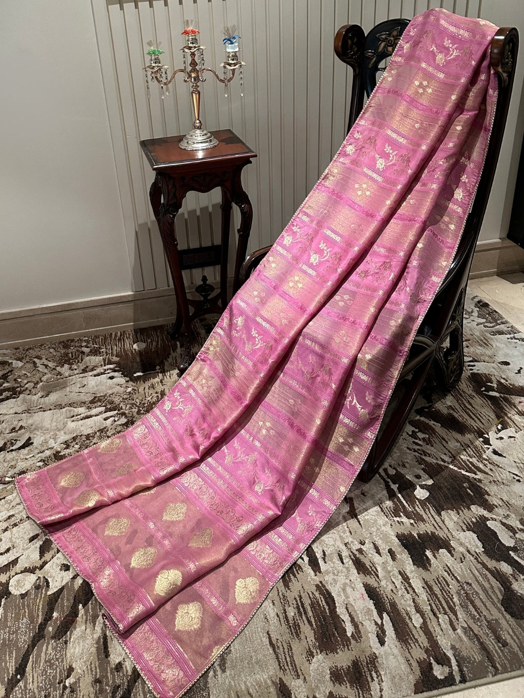 Graceful Pink Silk Saree