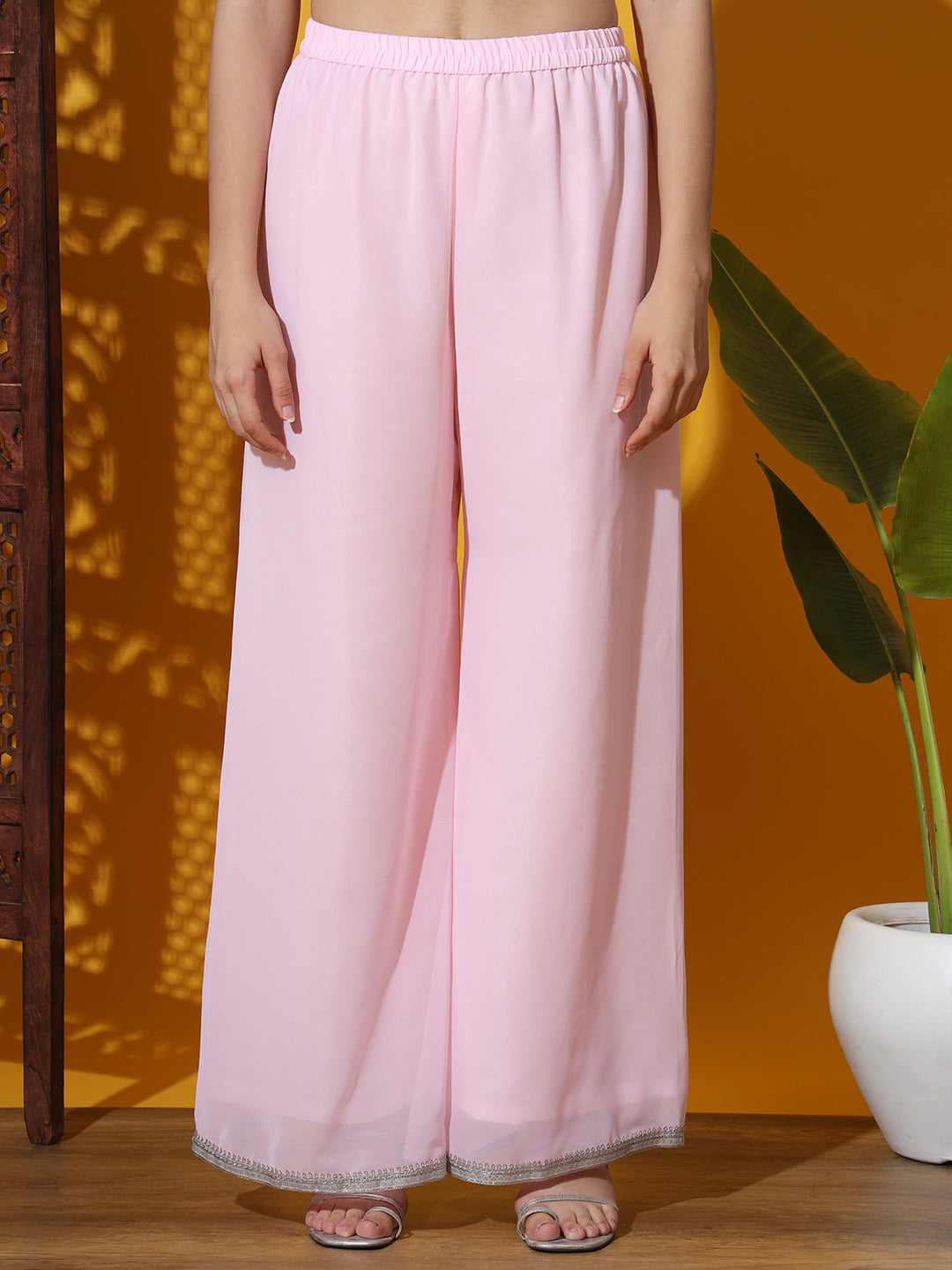 Pastel Peplum KaLidar Kurta Set with Pearl Bead Embellished Neckline