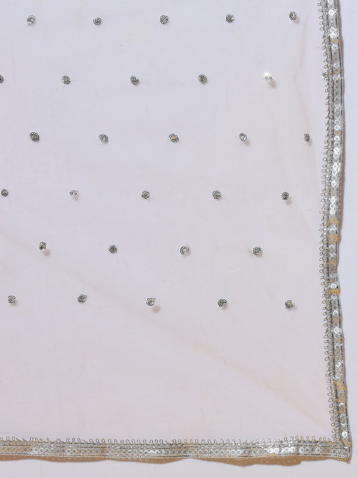 Pastel Peplum KaLidar Kurta Set with Pearl Bead Embellished Neckline