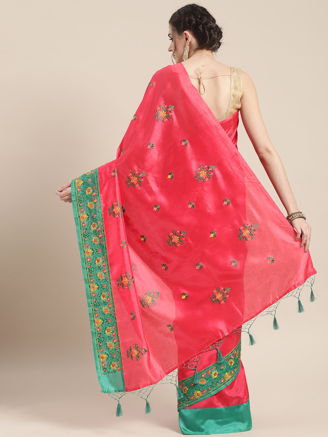 Tussar Banarasi Silk saree with Katha Embroidery